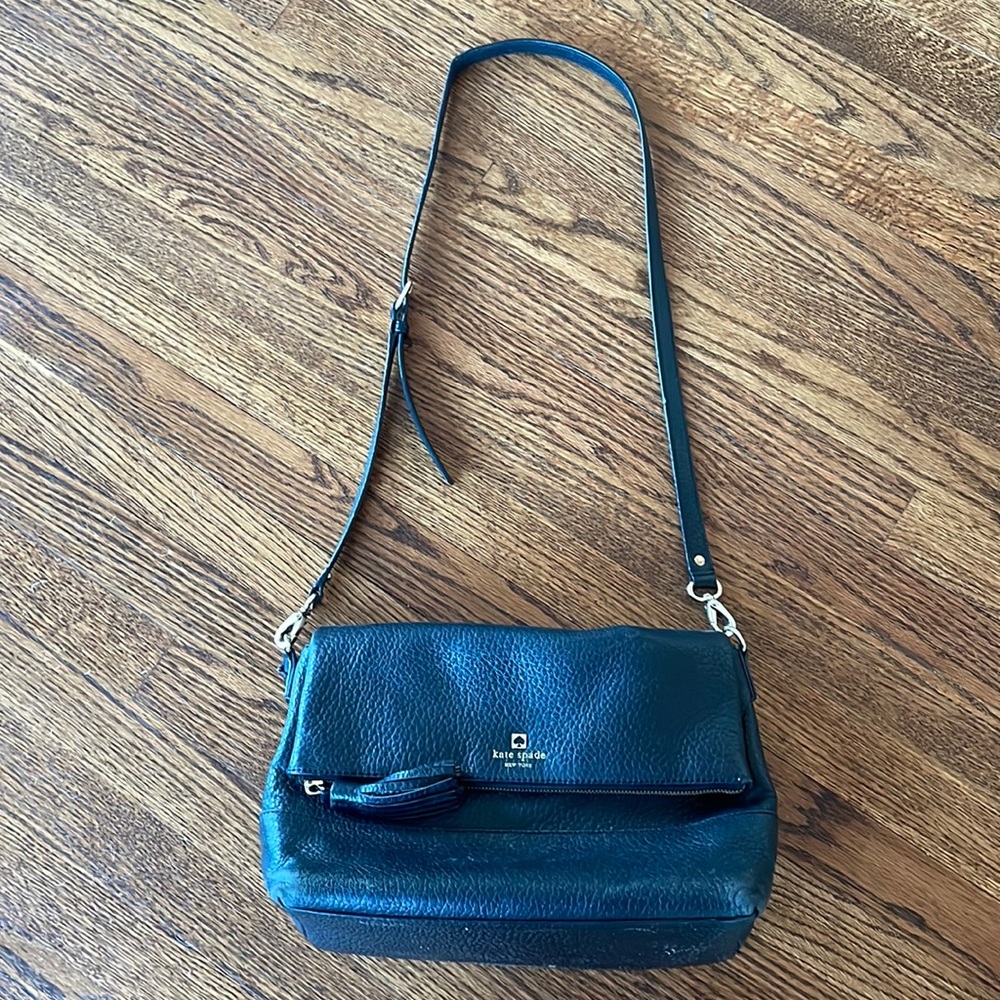 Black Kate Spade flap front purse
